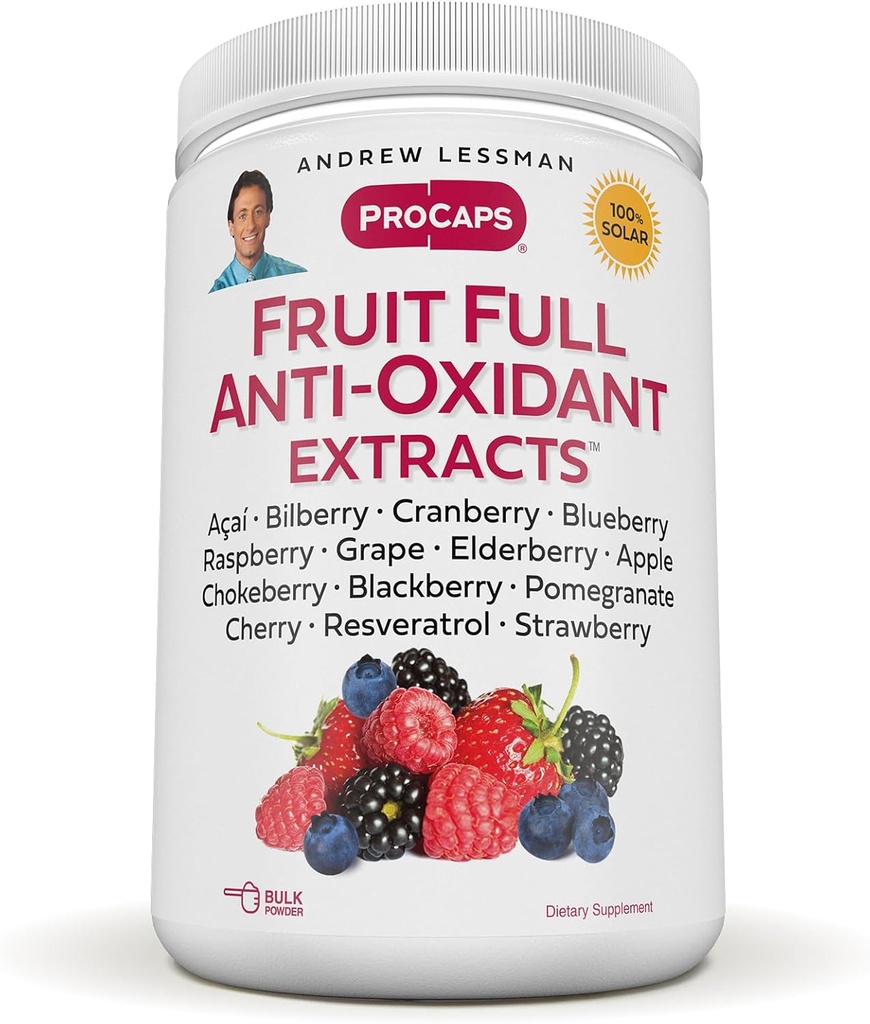 ANDREW LESSMAN Fruit Full Anti-Oxidant Extracts Powder 600 Servings - 14 Natural Fruit och Berry Extracts. Bilberry, Cranberry, Grape Seed, Pomegranate, Resveratrol och mer.