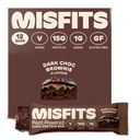 Misfits Vegan Protein Bars, Tumma Chocolate Brownie - Alkuperäinen resepti Gluteeniton, Kasvipohjainen, Matala sokeri & carb, Korkeakuituinen Snacks 12 pakkaus