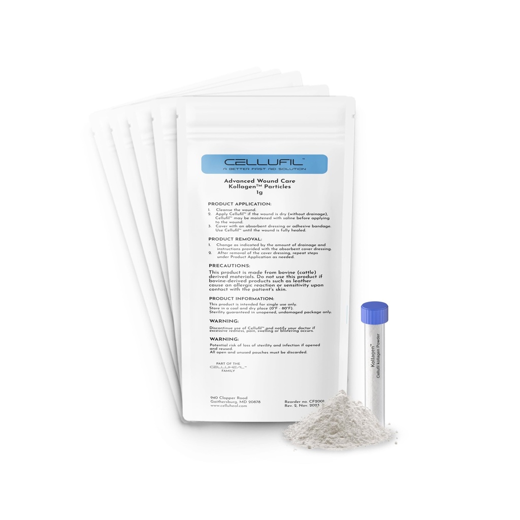 Cellufil Collagen Particles for Advanced Haavanhoito - 10 injektiopulloa - 100% Naudan hydrolysoimaton kollageeni kudosten regenerointiin, ensiapuun ja pieniin verenvuotoihin