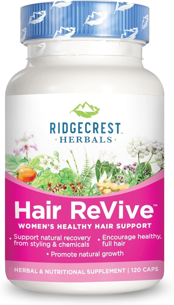 RidgeCrest Herbals hiukset elvyttää, ravitsemus hiusten täydentää C-vitamiinia, Biotiini (6000 mcg), sinkkiä, ja kuparia, Hiusten vitamiinit naisten tukea terveet hiukset, iho, ja kynnet (120 Caps, 30 tarjoilua)