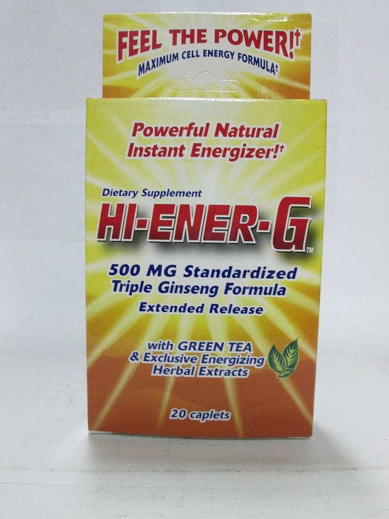 Tuulimylly Health Products Hi-Ener-G Triple Ginseng Supplement Caplets, 500 mg, 20-Count Paketit (paketti 3)