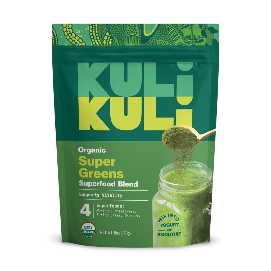 Kuli Kuli Green Power [6 oz] - Super Greens Powder - Nutrient Dense Moringa, Wheatgrass, Parsakaali & Ohra Grass Blend - 100% Plant Based Organic Superfood Posder Lähde Etätilat