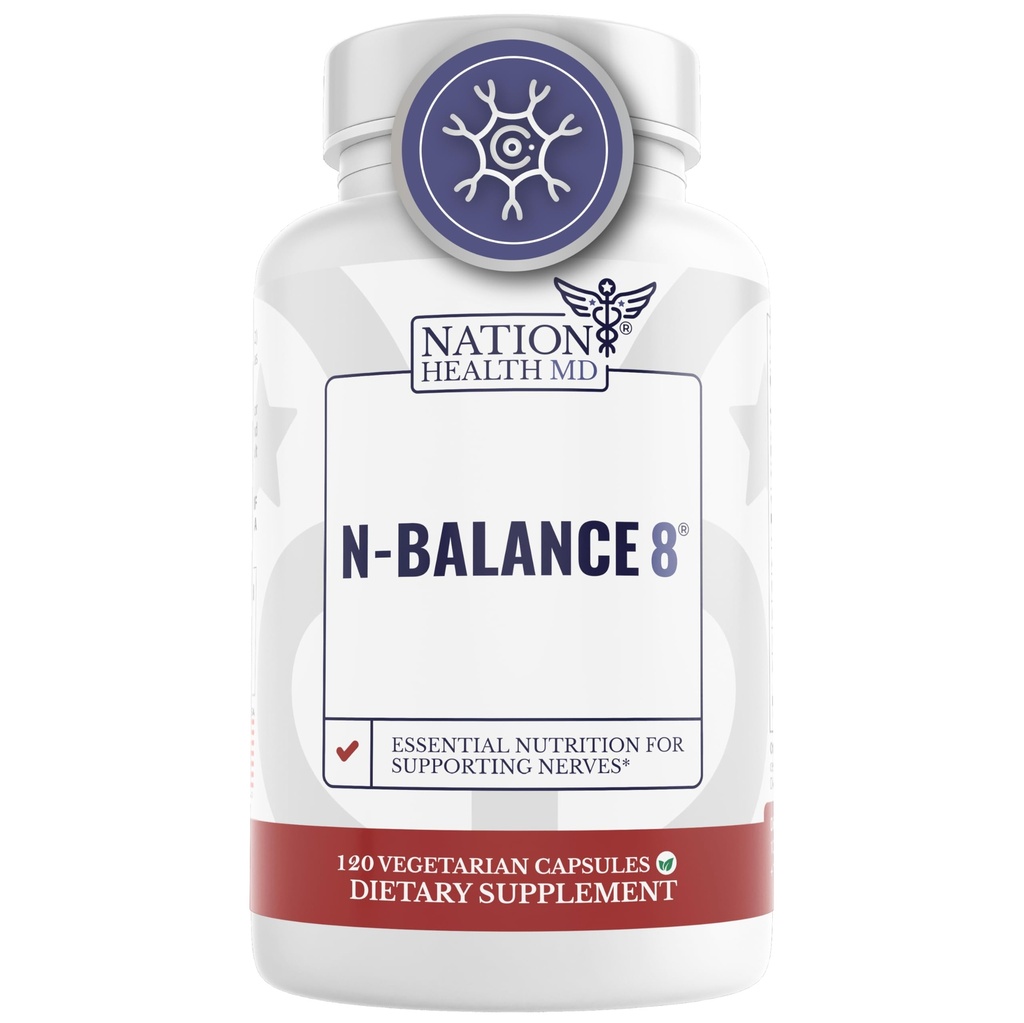 N-Balance8 - Hermotuki Formula - Hermotuki täydentää Alpha Lipoic Acid, Benfotiamiini ja ALA - Hermoterveys täydentää miesten ja naisten, 60 kapselia