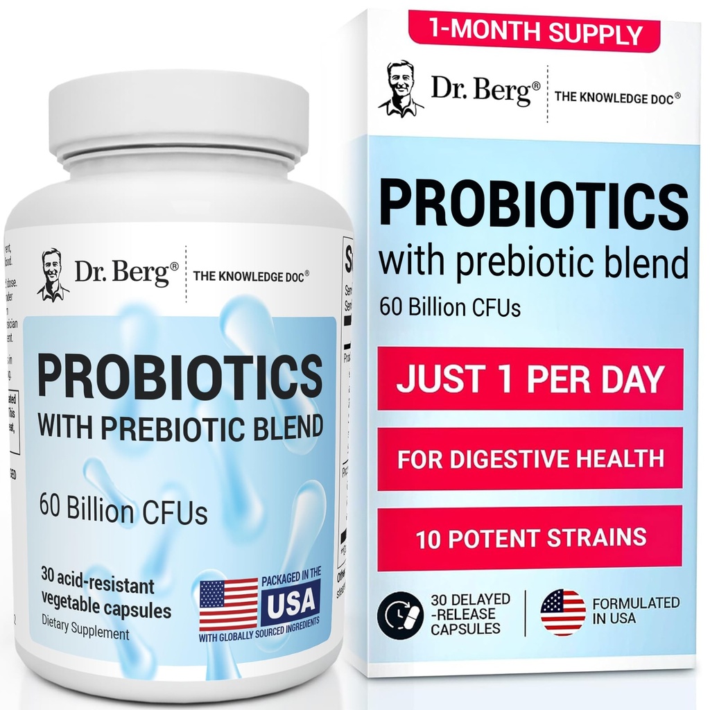 Tri Berg Probiotic Supplement (60 miljardia PMY:tä) - Helpottaa satunnaista ummetusta, ripulia, kaasua ja turvotusta* - Pre- ja probiootteja ruoansulatus - 30 Probioottikapselia
