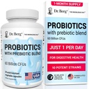 Tri Berg Probiotic Supplement (60 miljardia PMY:tä) - Helpottaa satunnaista ummetusta, ripulia, kaasua ja turvotusta* - Pre- ja probiootteja ruoansulatus - 30 Probioottikapselia