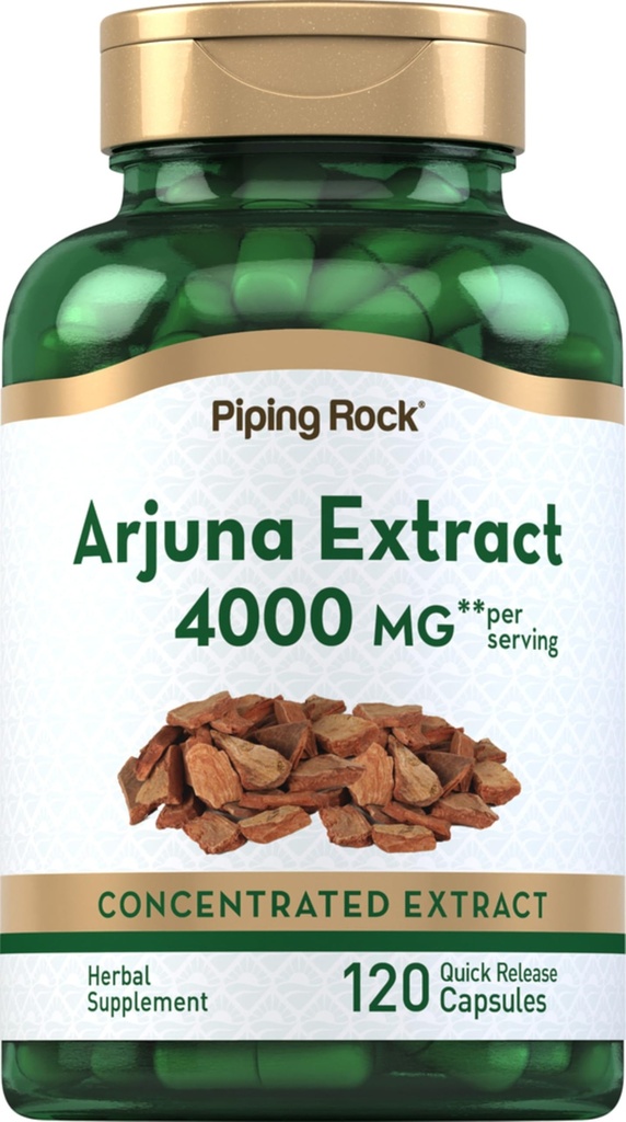 Piping Rock Arjuna Extract | 4000 mg | 120 kapslar | från Arjuna Bark Herb | Concentrated Herbal Supplement | Non-GMO, Gluten Free