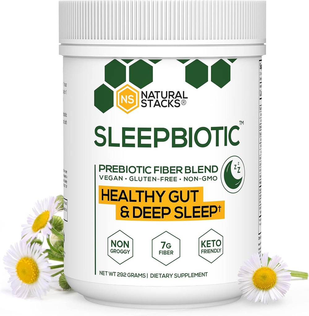 SleepBotic Prebiotic Fiber Blend - Prebioottikuitujauhe w/saksalainen kamomilla & vihreä banaanijauho - Prebiootti jauhe kuitu täydentää terve Gut 292g [20 tarjoilua]