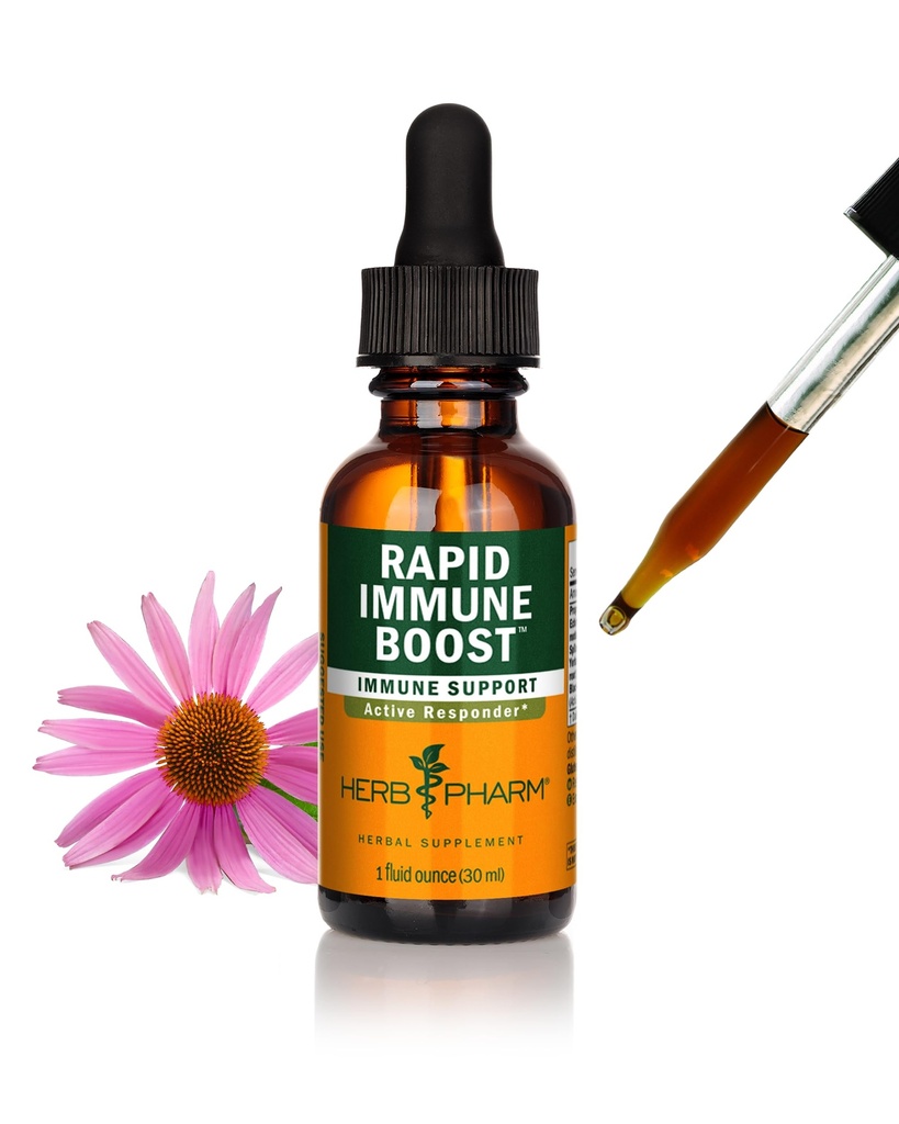 Herb Pharm Organic Rapid Immune Boost: Fast-Absorbing Tincture aikuisille, Echinacea Tincture Goldenseal, Inkivääriuute & Elderberry, Immuuni-tuen täydentää & hyvinvointituki, 1 Oz