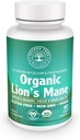 Organic Lion's Mane Mushroom Capsules - 1000 mg High Potency - Brain Boost, Focus & Immuuni tuki - ei-GMO, Vegan, 60 Count