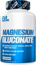 Evlution Nutrition Magnesium Gluconate - Muscle + Nerve + Heart Health Supplement - Nervous System Support - Vegan & Non-GMO - 60 portioner