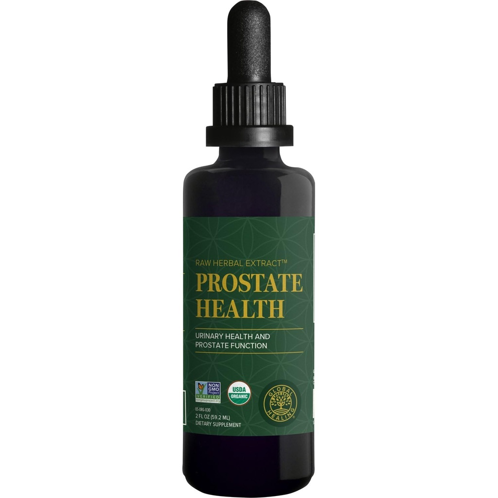 Global Healing Organic Prostate Health - Miesten terveys täydentää - Eturauhas täydentää Ohje Virtsan virtsarakon valvonta, usein virtsaamisen helpotus Vähentää kylpyhuone Trips - 2 Fl Oz