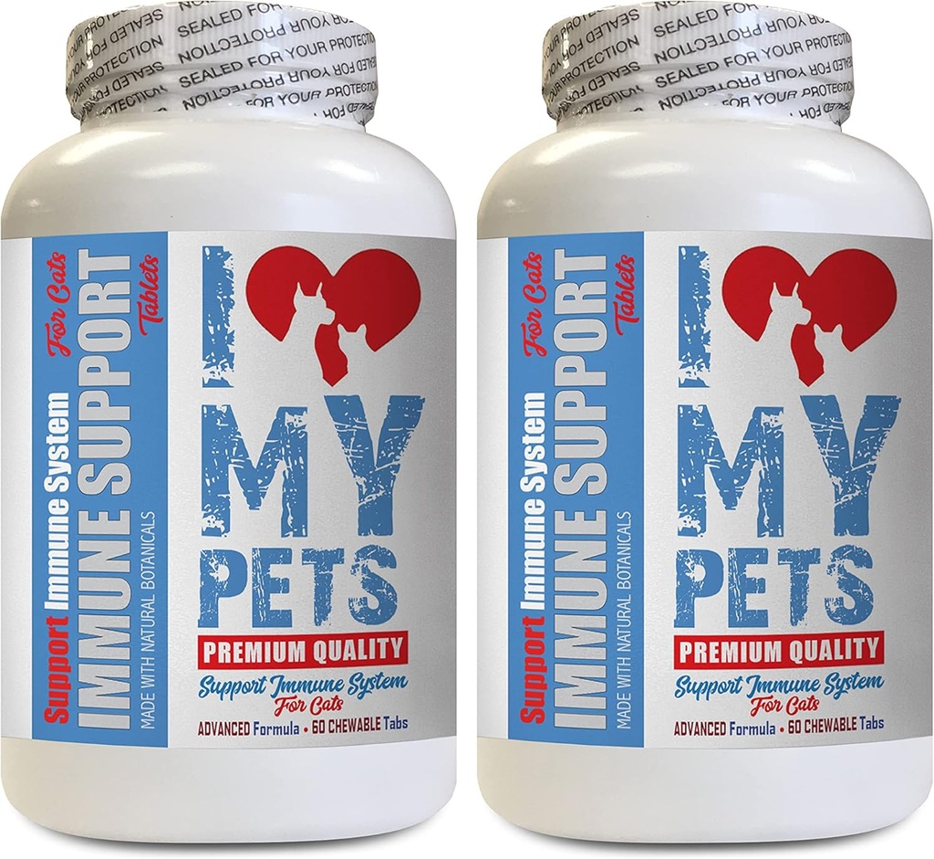 I Love My Pets LLC Allergia Relief for Cats - CAT Immuuni tuki - Booster - Terveellinen täydentää - Maito Kissan ohdake - 120 annosta (2 pulloa)