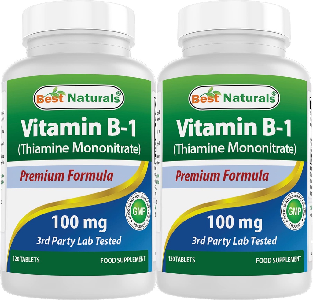 Best Naturals B1-vitamiini tiamiinimononitraattina 100 mg 120 tablettia (120 tablettia (pakkaus 2))