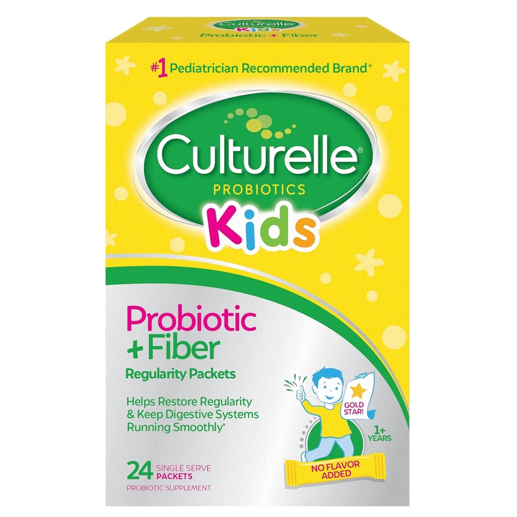 Culturelle Kids Probiootti + Kuitupakkaukset (Ages 3+) - 24 Count - Ruoansulatusterveys & Immuunituki - Auttaa Palauta Säännöllisyys (Pakkaus voi vaihdella)