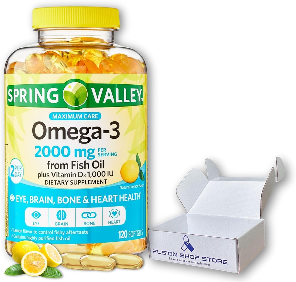Omega 3 2000mg softgels-Fish Oil, 120ct (Pack of 1), Boxed by Fusion Shop Store