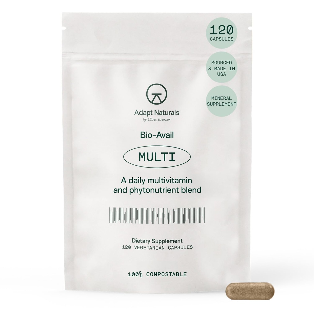 Adapt Naturals Multivitamin för kvinnor och män, Bioavailable Easy-to-Absorb Multivitamin Daily Supplement med Biotin, Niacin, vitamin A, B, C, D, E, K1, Zink, Magnesium - Immune Support - 30 Day Supply