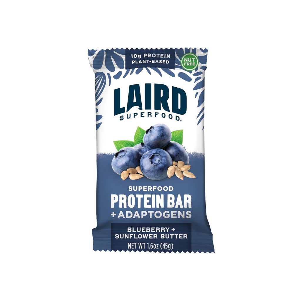 Laird Superfood Functional Protein Bars, Protein Bar mutta parempi Real Ingredients, Functional Sienet 10g Plant-Based Protein, 6g kuitu, Blueberry Auringonkukkavoi, 10 Count (Pakkaus 1)