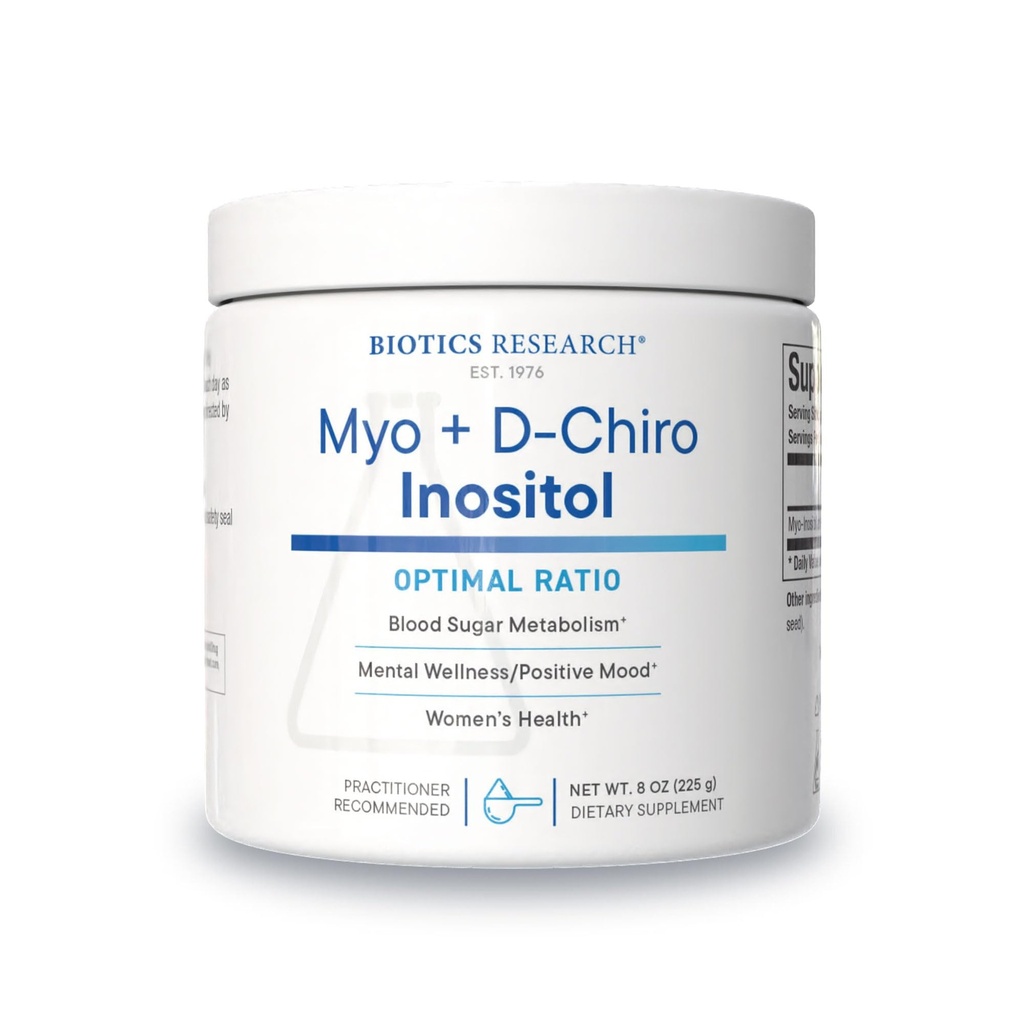 Biotics Research Balanced B8 Powder, Myo inositoli ja D Chiro inositoli, 40:1 suhde, naisten terveys, hermoviestintä, rasvan aineenvaihdunta, Verisuonisto terveys, hiusten kasvu 8