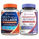 Lääkärin reseptit Multi Collagen Complex & Magnesium Glycinate Bundle, koko kehon nuorentaminen, rentoutuminen ja helpotus, kollageenikapselit 90 ct & Magnesiumkapselit 90 lla