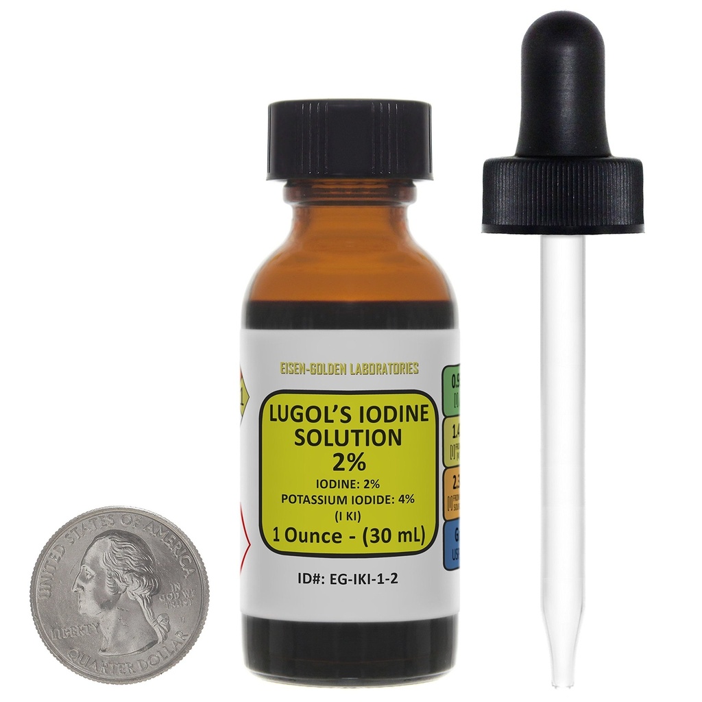 Lugolin jodi / 2% Solution / 1 Oz Amber lasipullo / ilmainen Dropper