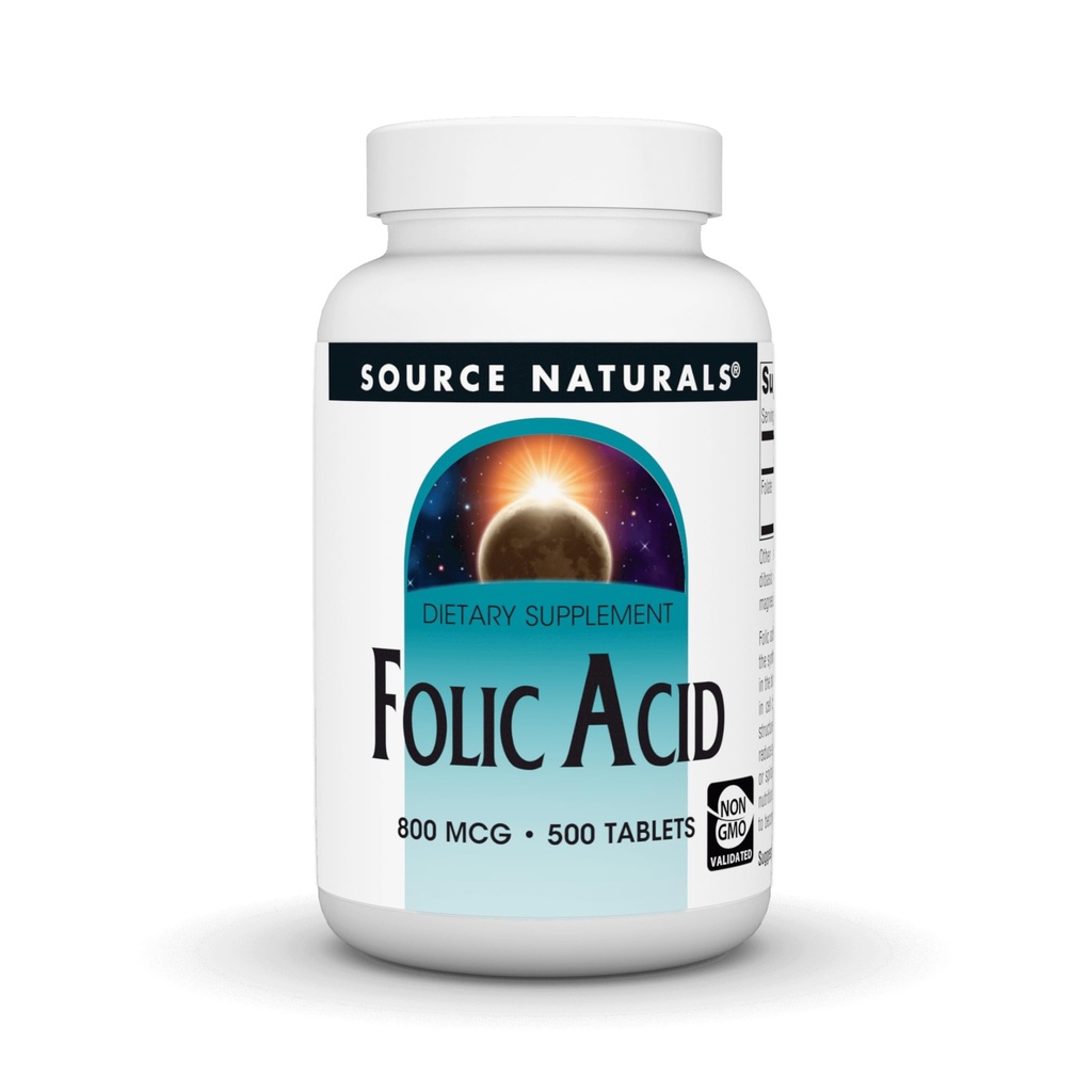 Källa Naturals Folic Acid 800 mcg Dietary Supplement - 500 tabletter