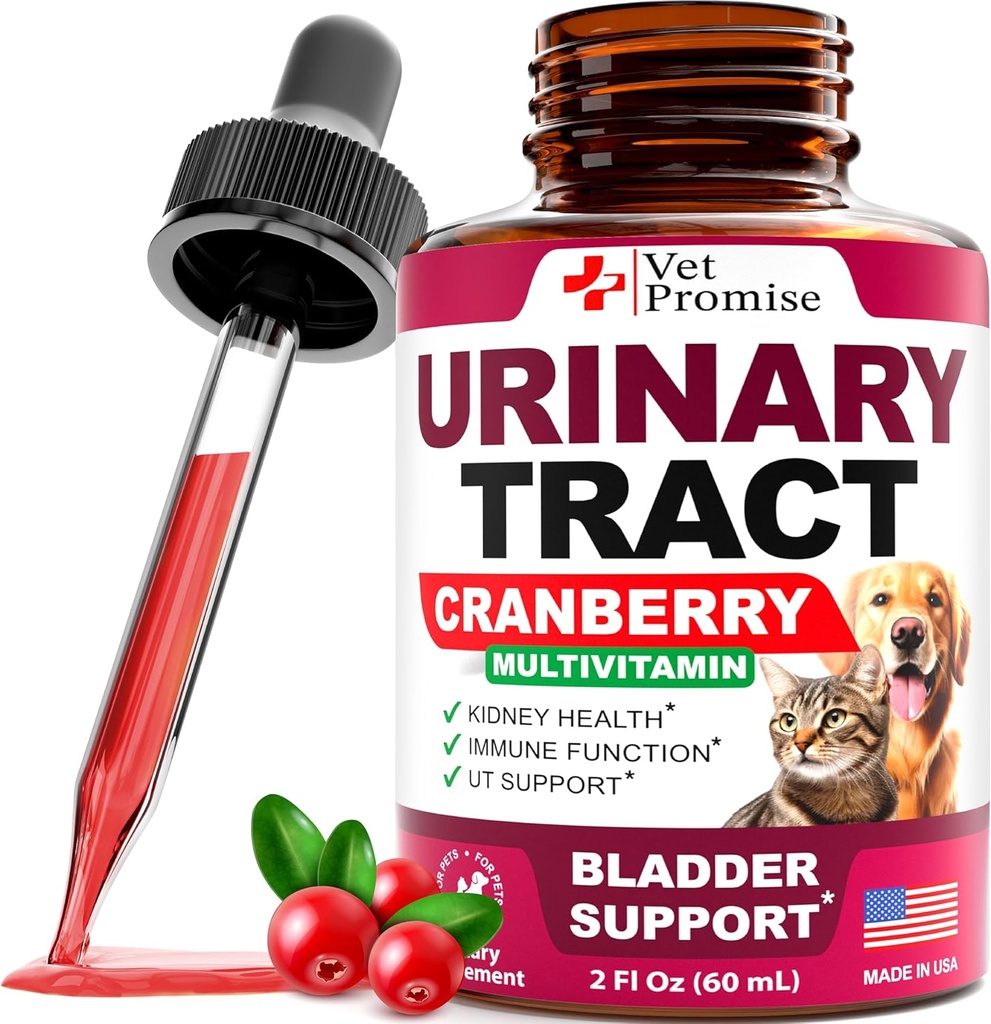 Cat & Dog UTI Behandling - Urinary Tract Infection Behandlingar med Cranberry - Dog & Cat UTI Medicine - Advanced Kidney & Bladder Support Multivitamin - Renal Health Supplement Vitaminer - Tillverkad i USA