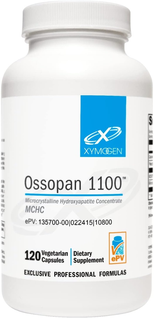 XYMOGEN Ossopan 1100 - Stöder Benstyrka + Benhälsa - Kalcium Supplement med Microcrystalline Hydroxyapatite, Fosfor - Kalcium för kvinnor och män (120 kapslar)