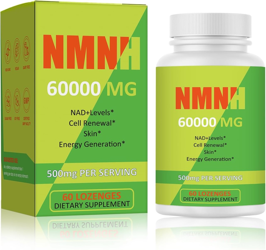 NMNH 500mg (Dihydronicotinamide Mononucleot), NMN Supplement Alternative med NR, TMG, Resveratrol, COQ10, NAD Supplement, Energy, Boost NAD+ Nivåer, 60 kapslar