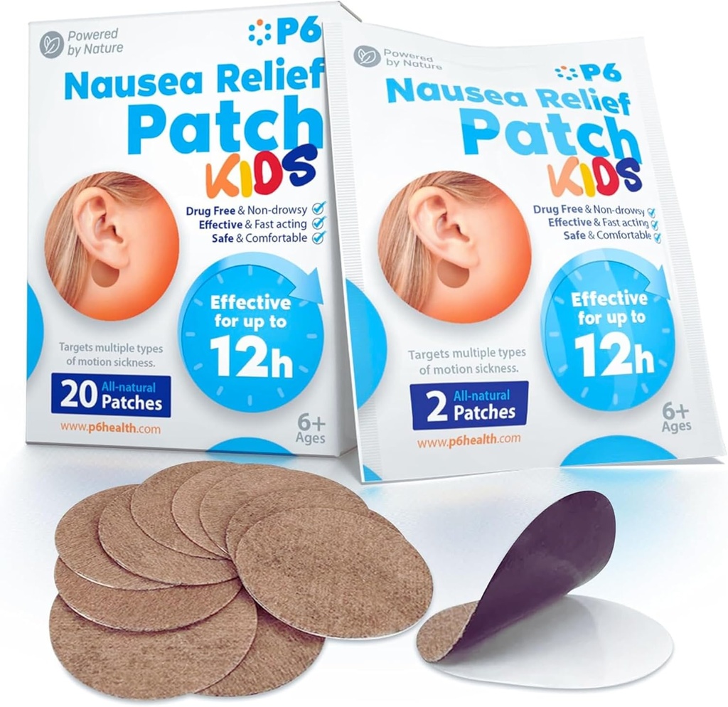 P6 Motion Sairauspaikat lapsille - Kaikki luonnonmerellä Sairauspaikatristeilylle ja autolle - Non Drowsy Motion Patch lapsille - Turvallinen liikkuvuus Sairaus Patch matkustamiseen