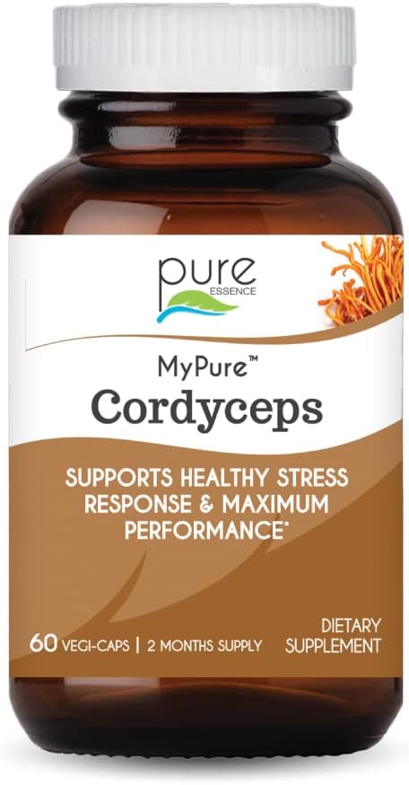 PURE ESIDENCE LABS MyPure Cordyceps - Organic Mushroom Supplement - 100% Real Sieniuute - Paras Immuunituki, Stressi Relief, Rakentaminen energia aikuisille miehille ja naisille (60 kapselia)