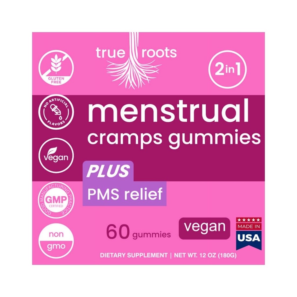 Menstruaalinen Kramppikausi Gummies True Juuret PMS Tuki täydentää naisten terve Flow ...