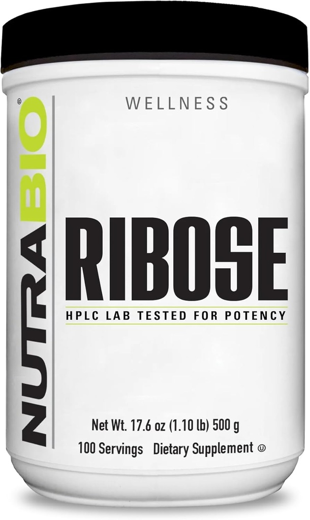 NutraBio Ribose Supplement for a Healthy Heart and Energy Boost - D-Ribose Powder täydennysosa- 500g
