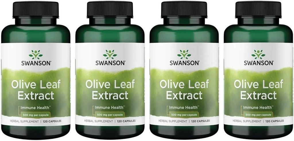 Swanson Olive Leaf Extract kapselit 20% Oleuropein - (120 kapselia, 500 mg Each) 4 pulloa