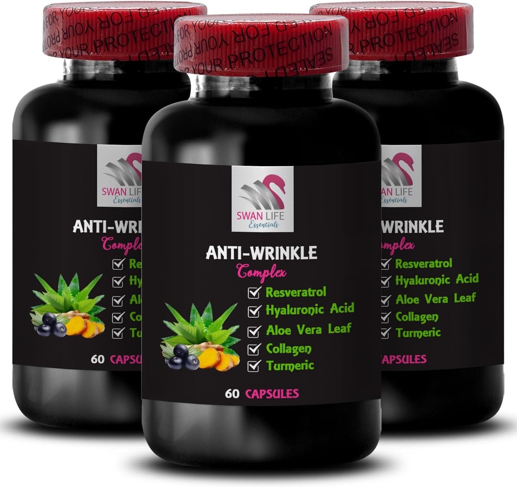 Alpha Lipoic Acid - ryppylääkekompleksi - L-glutationi, Aloe Vera, Collagen Support, Green Coffee Bean, Lycopene, Turmeeric, Rypäleseed, Hydration Boost, ihon kiinteytys, Smooth Texture 3Bot 180Caps