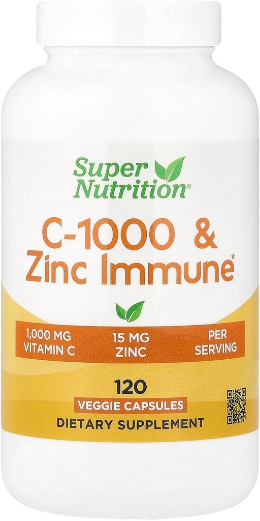 SuperNutrition, C-1000 & Sinkki-Immuuni, kausittainen tuki Formula*, antioksidanttisuoja*, 120 päivän toimitus (Pakkaus toukokuussa Vary)