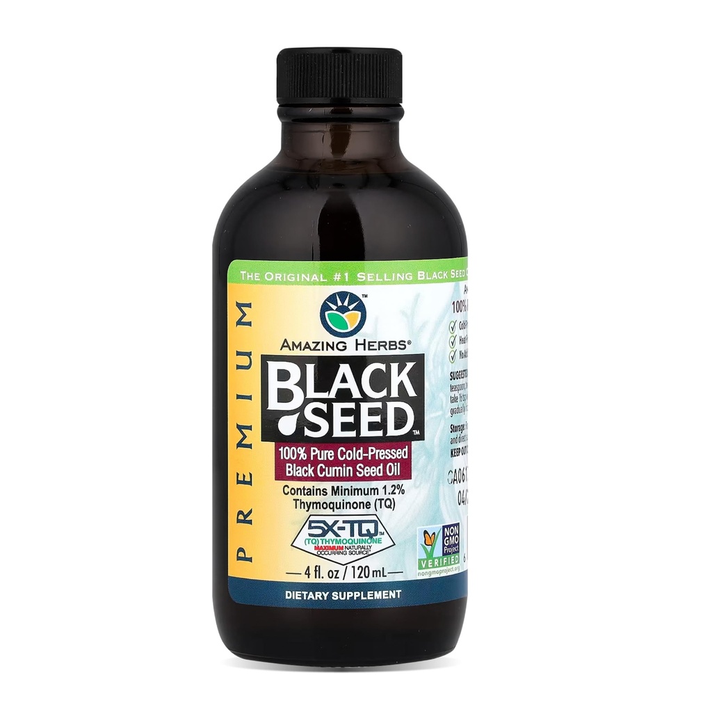 Amazing Yrtit Premium Black Seed Oil - Cold Pressed Nigella Sativa Aids in Digestive Health, Immunosupport, Brain Function, Joint Mobility, Gluteeniton, Non GMO - 4 Fl Oz