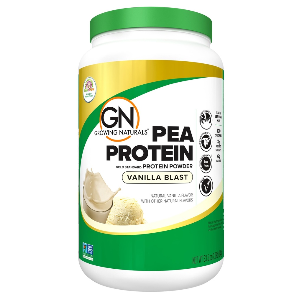 Växande natur Raw Pea Protein Powder, Vegan Plant Based Protein, BCAA, Low-Carb, Low-Sugar, Vanilla Blast, 2 Pound (Pack of 1)