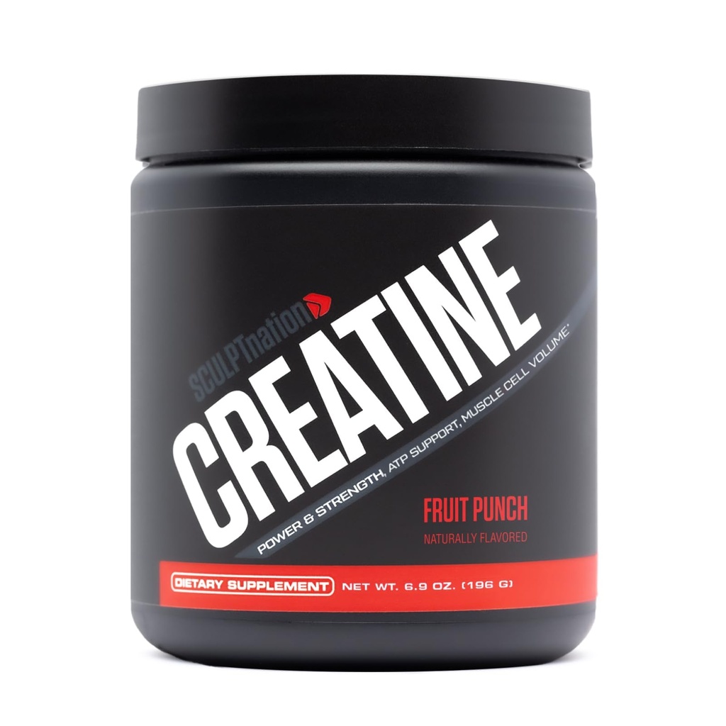 Veistos Nation by V Shred Creatiini - Premium Creatiini Monohydraatti Powder tukemaan lihaksia, energiaa ja aivoja toiminto, hedelmän nyrkki maku Creatiini - 30 tarjoilua