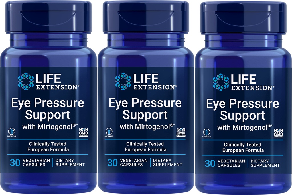 Life Extension Eye Pressure Support Mirtogenol, V Caps 30 Count (Pack of 3)