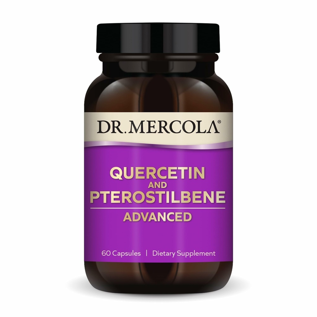 Dr. Mercola Quercetin & Pterostilbene Advanced - Tukee hengitys- ja immuuniterveyttä - 500 mg Quercetin - korkea hyötyosuus Formula - ei-GMO, Gluteeniton & soijaton - 60 kapselia (30 tarjoilua)