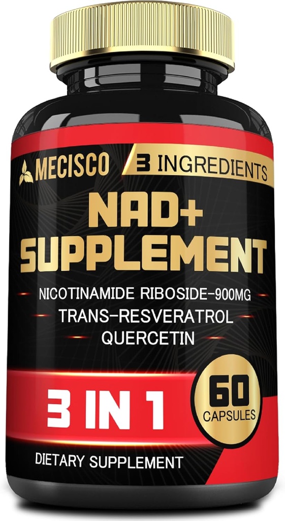 3in1 NAD+ Supplement 1200Mg - Nikotinamidi Ribosidi Trans Resveratrol & Quercetin - Cellular Activity, Immuuni, ikääntyminen Terveys - 60 Määrä toimitus 30 päivää