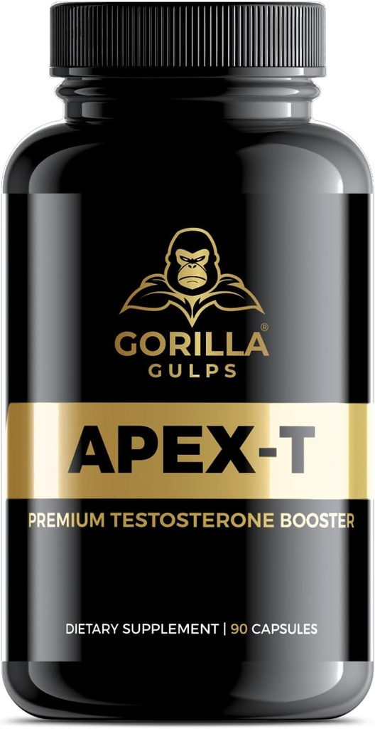 Gorilla Gulps | Apex-T | Premium Testosteron Booster | Testofen® Fenugreek, LJ100® Tongkat Ali | Clinically Proven | Max Strength Male Enhancement Formel | 90 kapslar