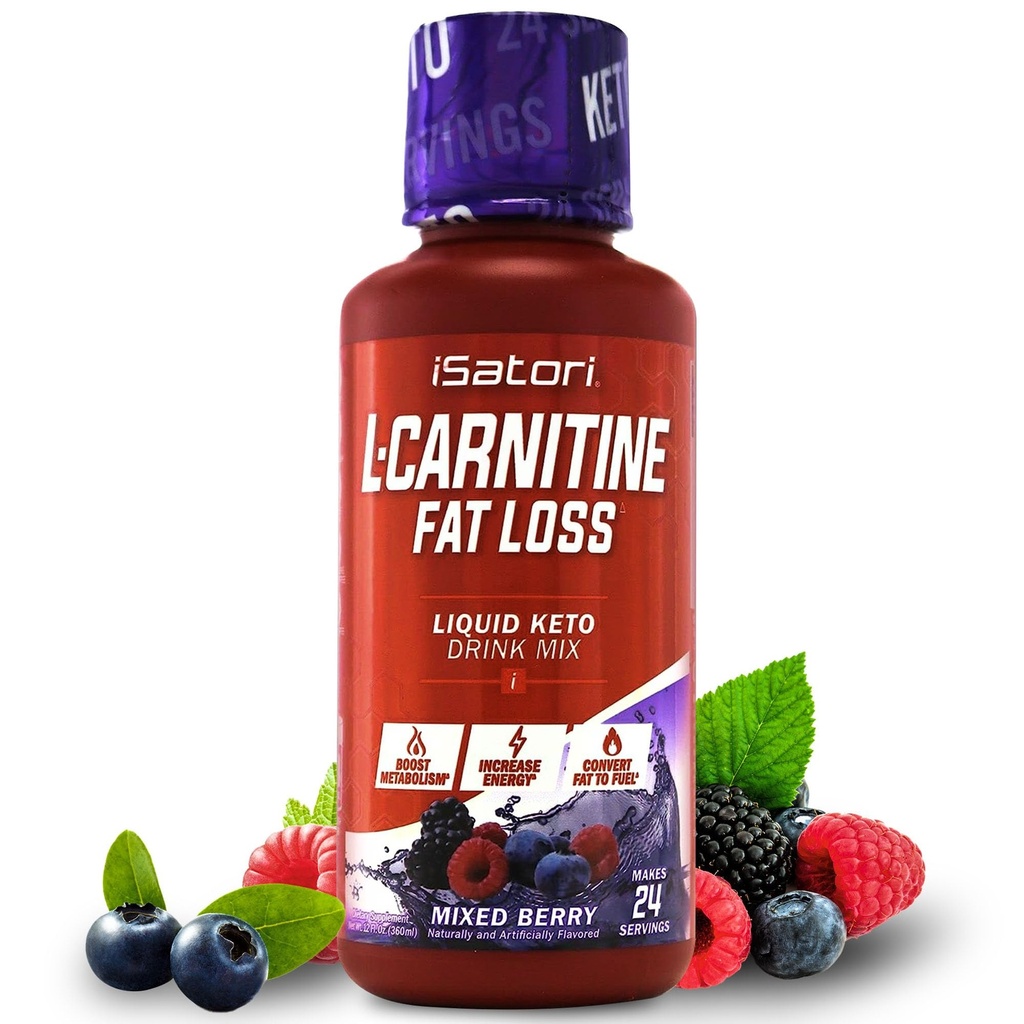 iSatori L-Carnitine 1500, Triple-Blend Liquid L Carnitine Supplement, med Acetyl & Tartrate, Stimulant Free Energy, Low Calories, Sugar eller Gluten, Keto-Friendly, Mixed Berry Flavor (24 Servings)