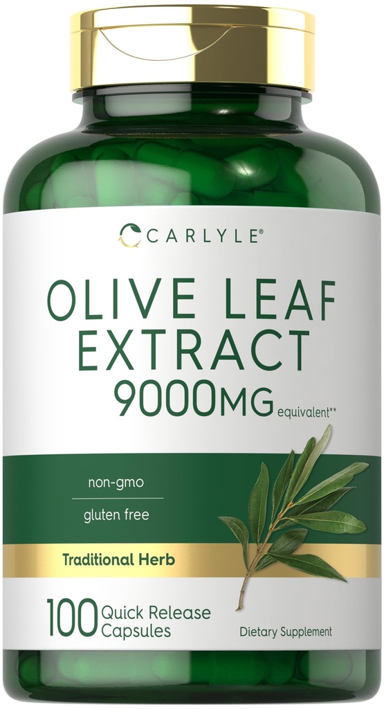 Carlyle Olive Leaf Extract Capsules | 9000mg | 100 greve | Non-GMO, Gluten Free | High Potency Supplement