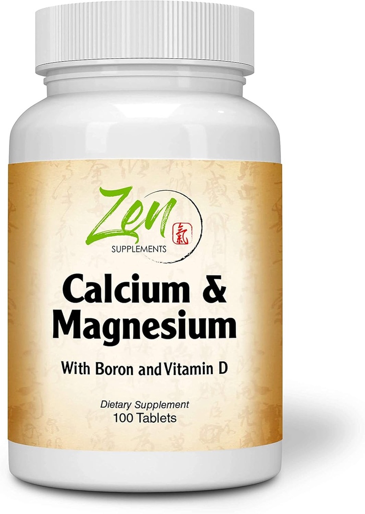 Zen lisäravinteet - Hi Potenssi Kalsium & Magnesium D3 ja Boron parantaa imeytymistä, tukee luun terveyttä ja luun tihentymistä 100- tabs