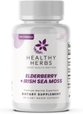Hälsosamma örter Wildcrafted Elderberry Sea Moss Capsules | 2600mg Irish Sea Moss + Elderberry Essentials Blend | US-Made, Vegan, Non-GMO, Easy-Swallow (60 kapslar)