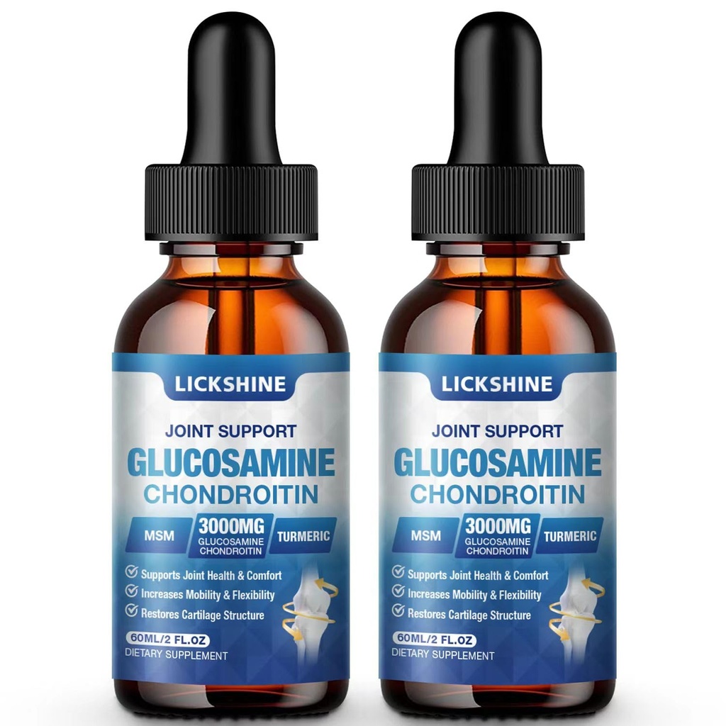 2 pakkaus Glukosamiini Chondroitin MSM Liquid Drops - Extra Strength Joint Support Supplement for Adults with Quercetin Boswelia, bromelain, hyaluronihappo, antioksidantti Immuuni tuki (4 Fl oz)