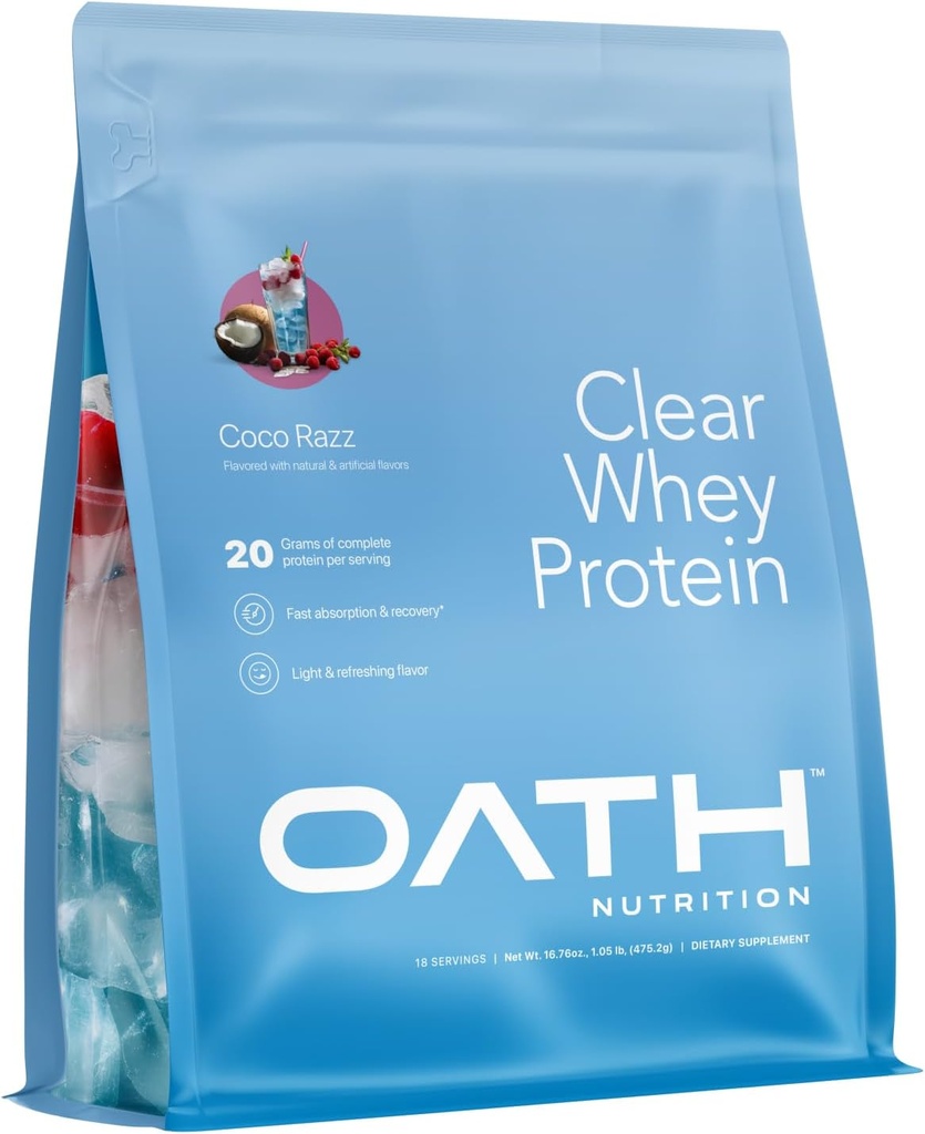 Vala Nutrition Clear Whey Isolate Protein Powder, Coco Razz, 20g Täydellinen proteiini per tarjoilu, ei lisätty sokeria, Grass-Fed, 18 tarjoilua