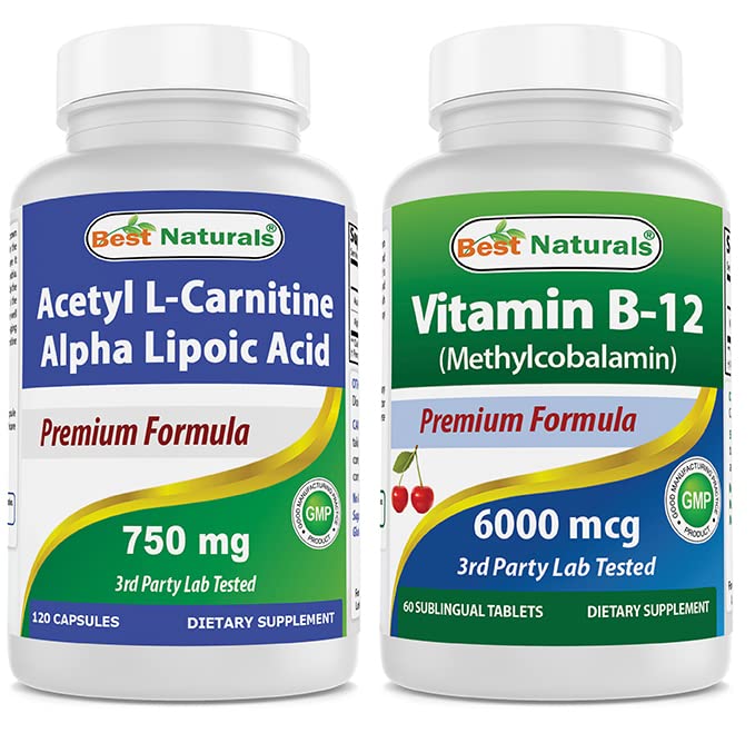 Bästa Naturals Acetyl L-Carnitine och Alpha Lipoic Acid 750 mg & Vitamin B-12 6000 mcg