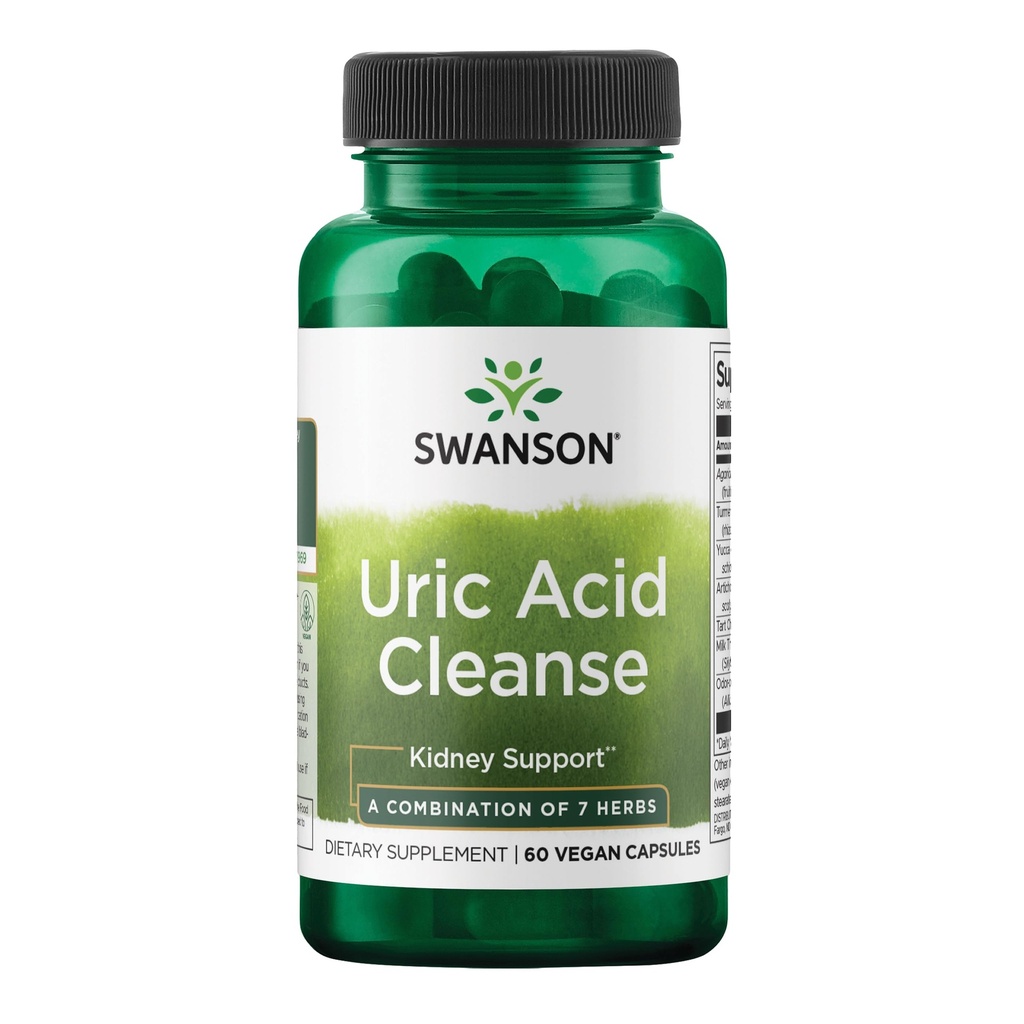 Swanson Uric Acid Cleanse - Naturligt tillskott främja njurstöd - har en kraftfull kombination av 7 örter - (60 Veggie kapslar)